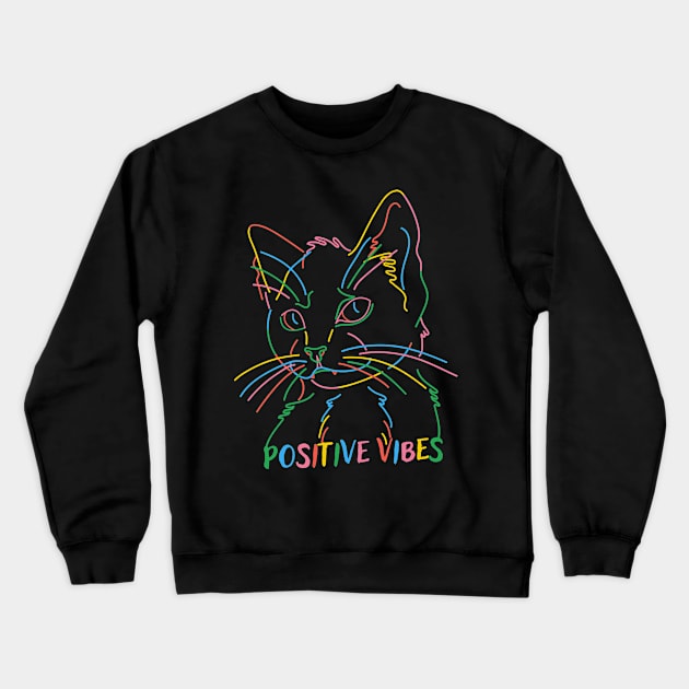 Positive vibes Cat Crewneck Sweatshirt by Myartstor 